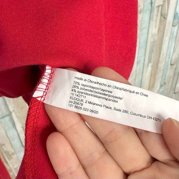 New Eloquii 18 Red V Neck Peplum Wrap Top Stretch Ponte Knit Tie Close Plus Size - Picture 7 of 11